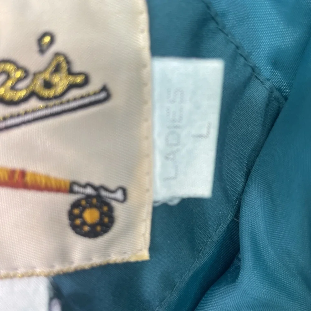 Vintage 90s Cabela's Quilted Down Parka Full Length Long Women's L‎ Hooded Teal